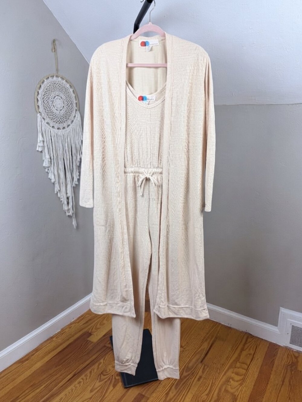 FP Beach cream knit loungewear set XS